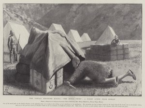 El levantamiento de la frontera india, el ladrón de rifles, una escena nocturna cerca de Kohat